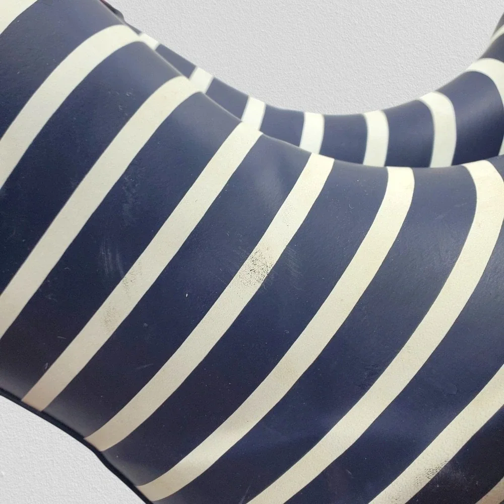 Joules Junior Roll Up Welly Navy White Striped Rain Boots Kids US 12 V02660